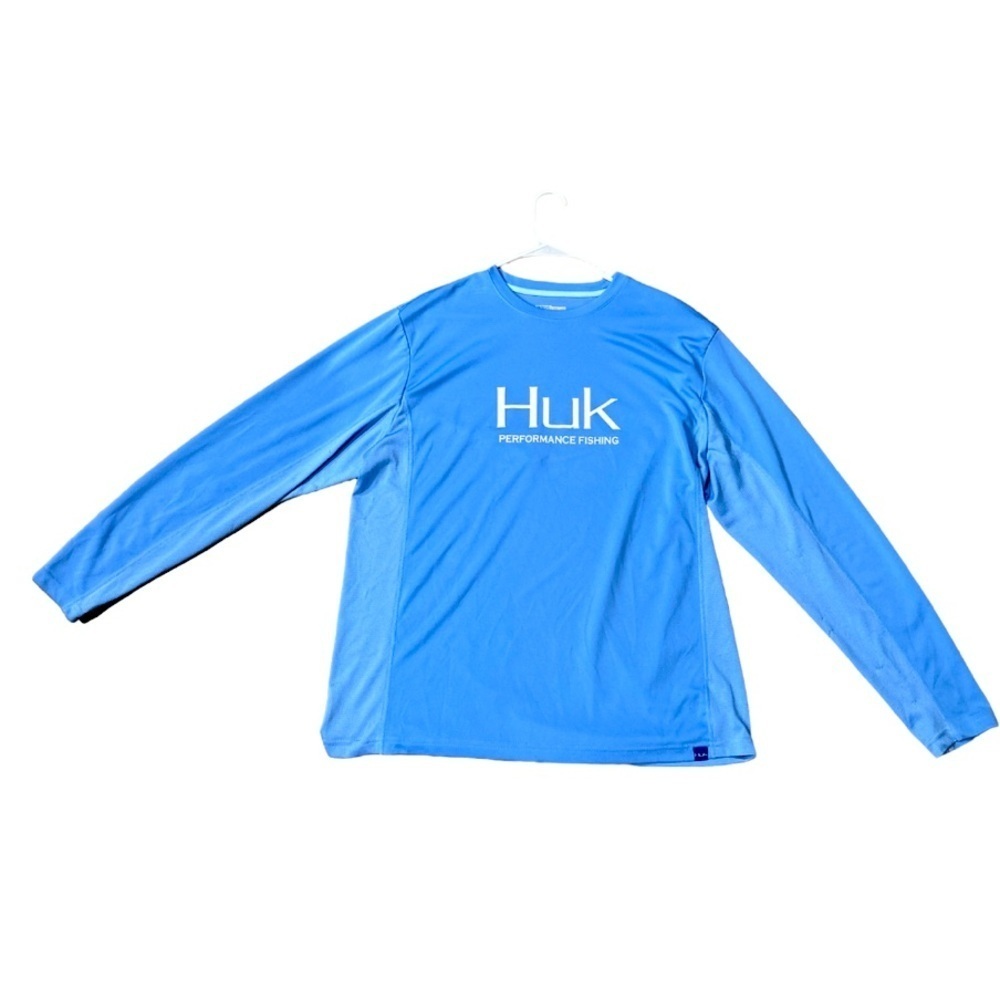 Men’s HUK Fishing Long Sleeve Blue and White Extra Large